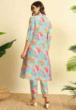 Load image into Gallery viewer, Sky Blue Cotton Kurta Set With Pent
