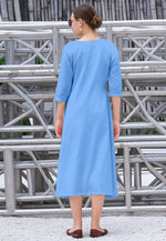 Load image into Gallery viewer, Sky Blue Cotton Long Kurti
