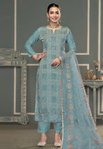 Load image into Gallery viewer, Sky Blue Cotton Pakistani Suit
