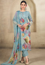 Load image into Gallery viewer, Sky Blue Cotton Pant Style Suit
