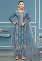 Load image into Gallery viewer, Sky Blue Cotton Pant Style Suit

