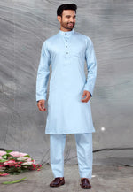 Load image into Gallery viewer, Sky Blue Cotton Pathani Suit
