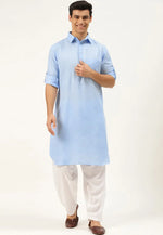 Load image into Gallery viewer, Sky Blue Cotton Pathani Suit
