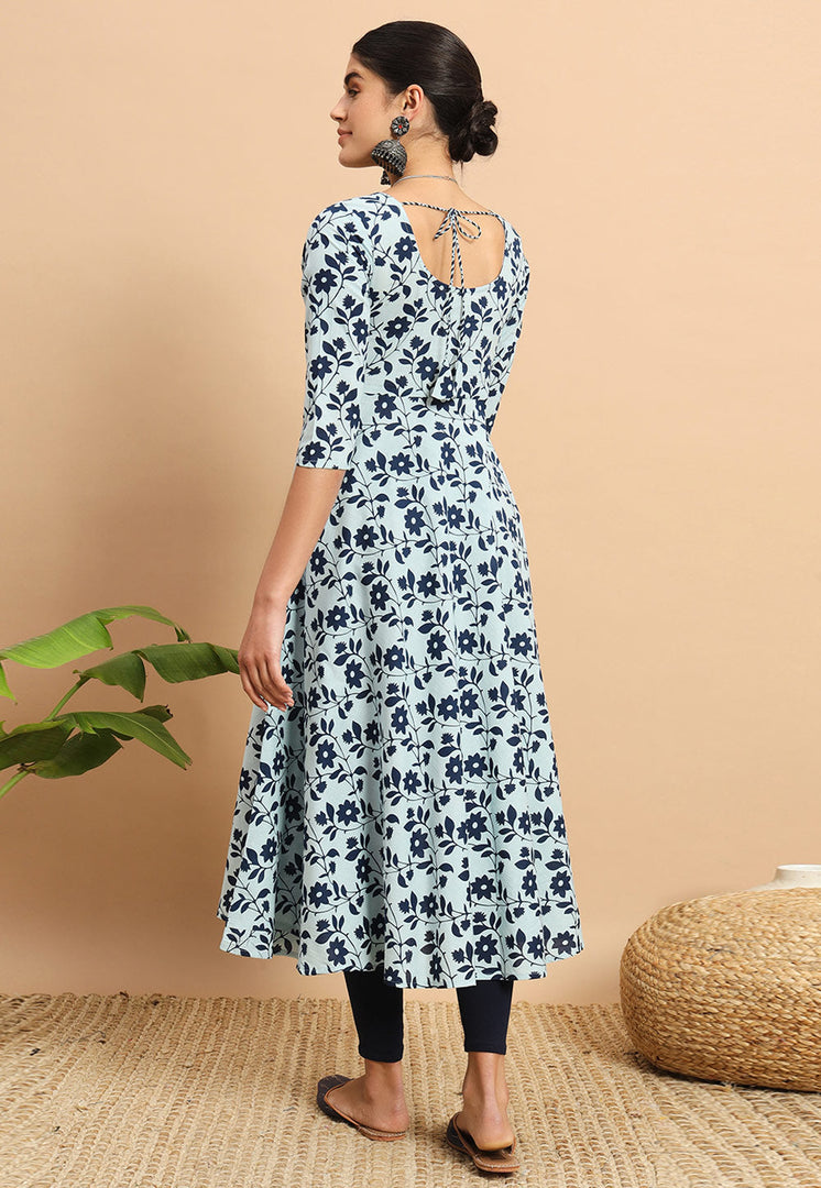 Sky Blue Cotton Printed Tunic