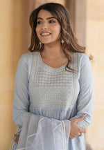 Load image into Gallery viewer, Sky Blue Cotton Readymade Pakistani Suit
