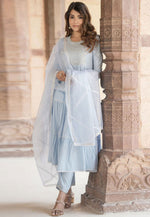Load image into Gallery viewer, Sky Blue Cotton Readymade Pakistani Suit
