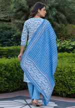 Load image into Gallery viewer, Sky Blue Cotton Readymade Pakistani Suit
