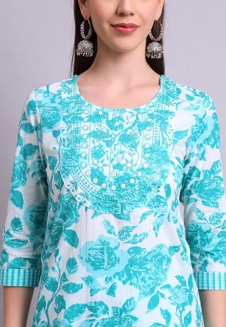 Sky Blue Cotton Readymade Pakistani Suit