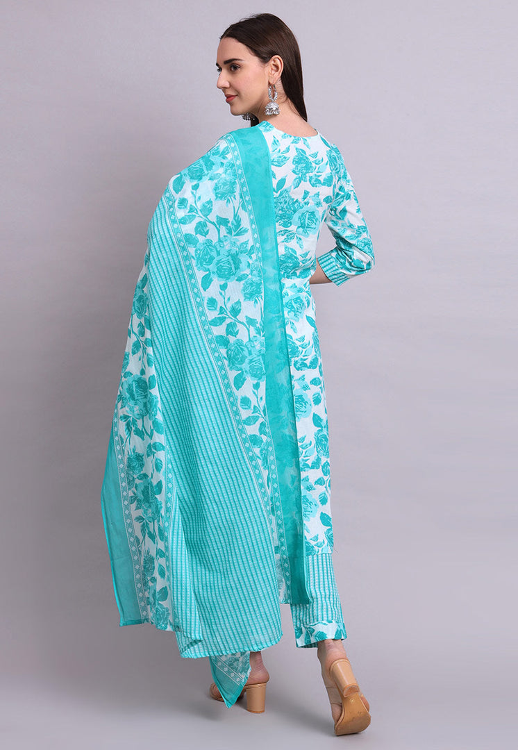 Sky Blue Cotton Readymade Pakistani Suit