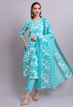 Load image into Gallery viewer, Sky Blue Cotton Readymade Pakistani Suit

