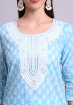 Load image into Gallery viewer, Sky Blue Cotton Readymade Pakistani Suit
