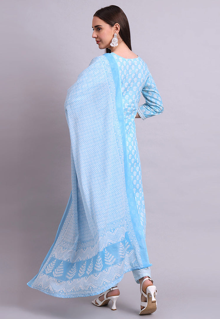 Sky Blue Cotton Readymade Pakistani Suit