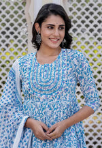 Load image into Gallery viewer, Sky Blue Cotton Readymade Pant Style Suit
