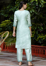 Load image into Gallery viewer, Sky Blue Cotton Silk Readymade Pakistani Suit
