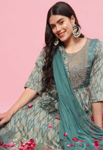 Load image into Gallery viewer, Sky Blue Cotton Silk Readymade Pant Style Suit
