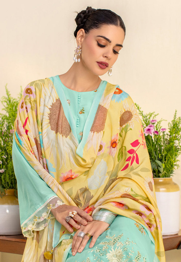 Sky Blue Cotton Straight Suit