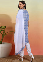 Load image into Gallery viewer, Sky Blue Crepe Readymade Pant Style Suit
