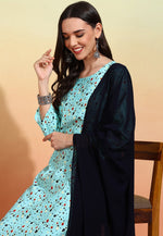 Load image into Gallery viewer, Sky Blue Crepe Readymade Pant Style Suit

