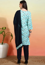 Load image into Gallery viewer, Sky Blue Crepe Readymade Pant Style Suit
