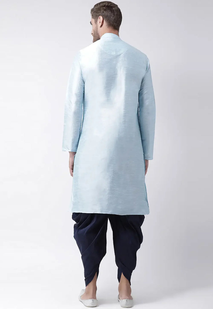 Sky Blue Dupion Silk Dhoti Kurta