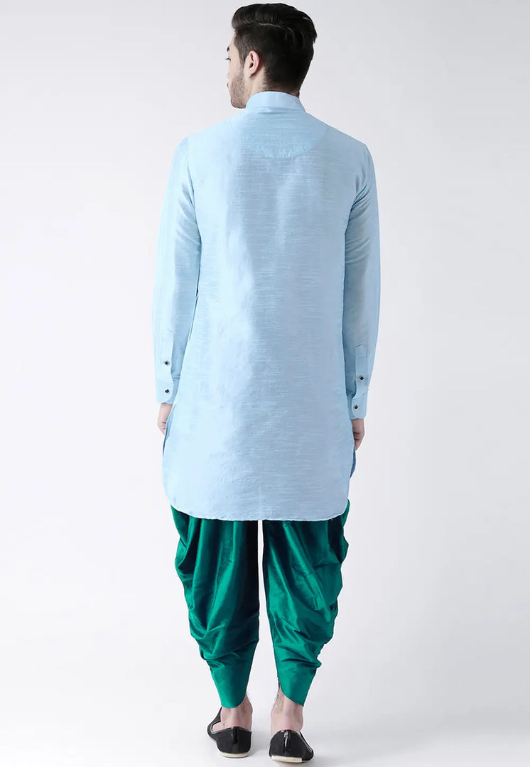 Sky Blue Dupion Silk Dhoti Kurta