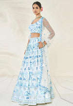 Load image into Gallery viewer, Sky Blue Faux Georgette Lehenga Choli
