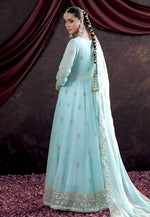Load image into Gallery viewer, Sky Blue Faux Georgette Readymade Anarkali Suit
