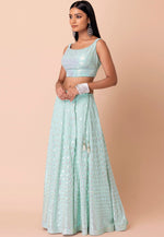 Load image into Gallery viewer, Sky Blue Georgette A Line Lehenga Choli
