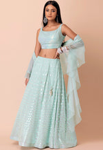 Load image into Gallery viewer, Sky Blue Georgette A Line Lehenga Choli

