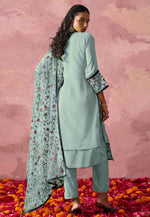 Load image into Gallery viewer, Sky Blue Georgette Readymade Pant Style Suit
