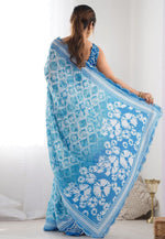 Load image into Gallery viewer, Sky Blue Georgette Saree With Blouse
