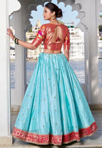 Load image into Gallery viewer, Sky Blue Jacquard Silk Lehenga Choli
