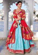 Load image into Gallery viewer, Sky Blue Jacquard Silk Lehenga Choli
