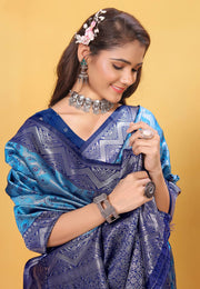 Sky Blue Kanjivaram Silk Saree