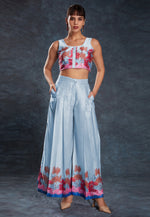 Load image into Gallery viewer, Sky Blue Linen Printed Co-Ords Set
