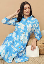 Load image into Gallery viewer, Sky Blue Muslin Kurta Set With Pent
