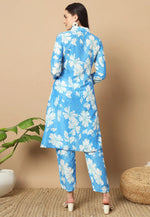 Load image into Gallery viewer, Sky Blue Muslin Kurta Set With Pent

