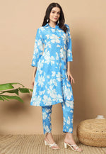 Load image into Gallery viewer, Sky Blue Muslin Kurta Set With Pent
