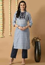 Load image into Gallery viewer, Sky Blue Muslin Kurta Set With Pent
