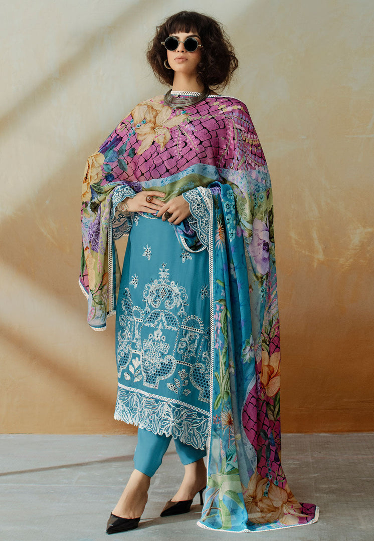 Sky Blue Muslin Pakistani Suit