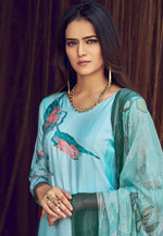 Load image into Gallery viewer, Sky Blue Muslin Pant Style Suit
