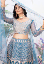 Load image into Gallery viewer, Sky Blue Net Circular Lehenga Choli
