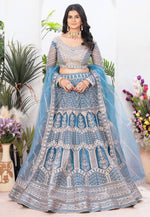 Load image into Gallery viewer, Sky Blue Net Circular Lehenga Choli
