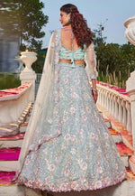 Load image into Gallery viewer, Sky Blue Net Lehenga Choli

