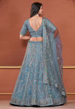 Load image into Gallery viewer, Sky Blue Net Lehenga Choli
