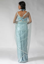 Load image into Gallery viewer, Sky Blue Net Saree With Blouse
