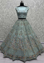 Load image into Gallery viewer, Sky Blue Net Wedding Lehenga Choli
