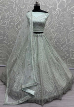 Load image into Gallery viewer, Sky Blue Net Wedding Lehenga Choli
