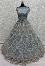 Load image into Gallery viewer, Sky Blue Net Wedding Lehenga Choli
