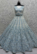 Load image into Gallery viewer, Sky Blue Net Wedding Lehenga Choli
